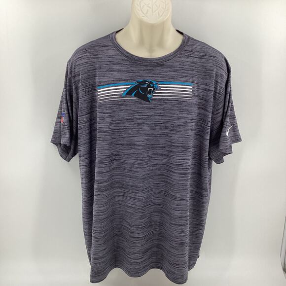 Nike Tee Dri-Fit Men’s Carolina Panthers Shirt Gray Blue White Size 2XL 388 - Picture 1 of 10